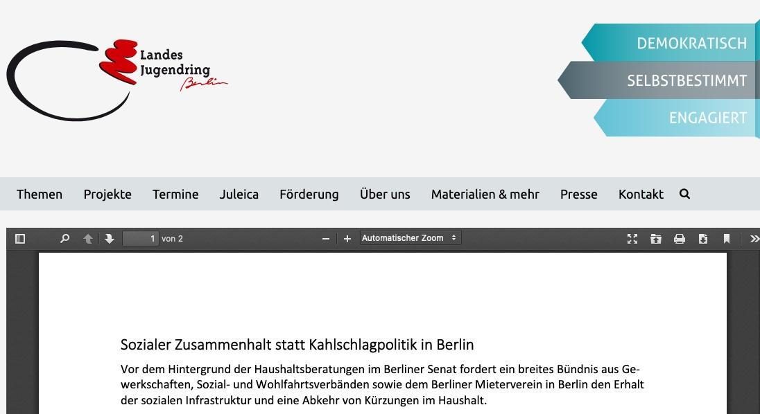 „Haushaltskürzungen: Anschlag auf das soziale Berlin“
